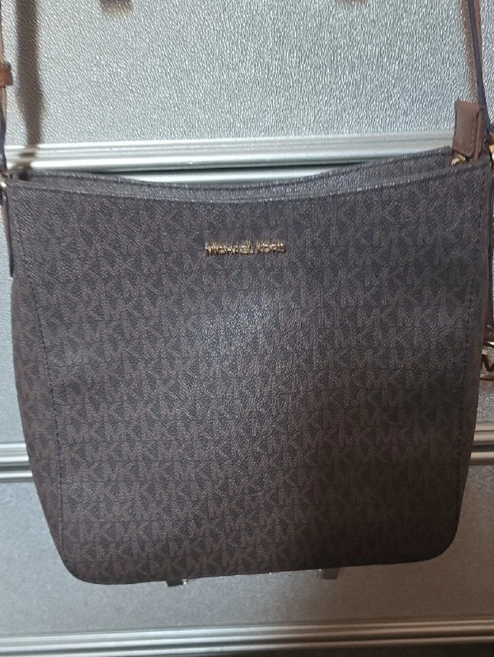 Michael Kors Dark Brown MK Signature Messenger Bag